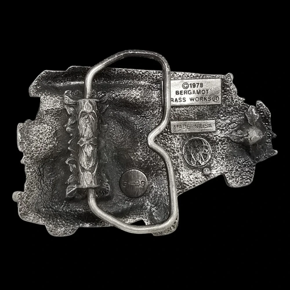 Vintage 1978 Bergamot Brass Works Fire Truck Belt Buckle | Collectible‎ Pewter